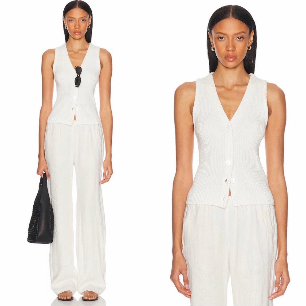New Enza Costa Boucle Knit Vest in Off White Size Small - Picture 1 of 8